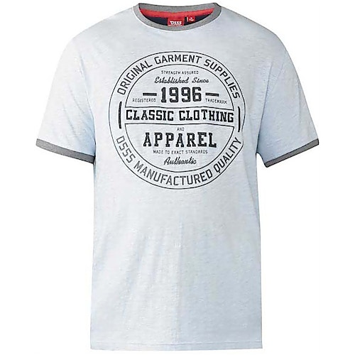 D555 Wilfred Classic Print T-Shirt Sky Blue Tall