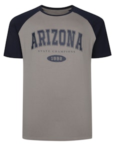 Bigdude Raglan Print T-Shirt Light Grey Tall