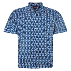 Espionage Smart Hemd mit durchgehendem geometrischem Print, Marineblau/Blau