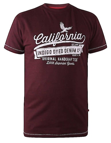 D555 Wharf Carlifornia Eagle Print T-Shirt Burgundy