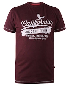 D555 Wharf Carlifornia Eagle Print T-Shirt Burgundy