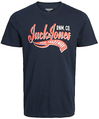 Jack & Jones – Bedrucktes T-Shirt in Marineblau
