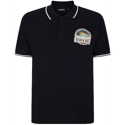 Bigdude Golf Life Print Polo Shirt Black Tall