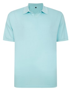 Bigdude Soft Jersey Cuban Collar Polo Shirt Turquoise Tall