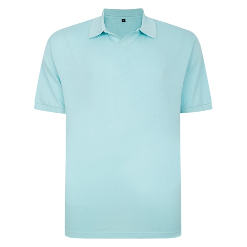 Bigdude Soft Jersey Cuban Collar Polo Shirt Turquoise Tall