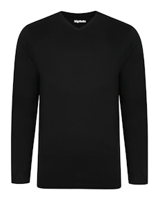 Bigdude Plain V-Neck Long Sleeve T-Shirt Black Tall