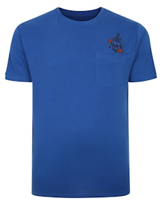 Bigdude Skull Print T-Shirt With Pocket Deep Blue Tall