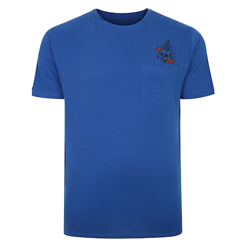 Bigdude Skull Print T-Shirt With Pocket Deep Blue Tall