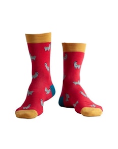 Doris & Dude Socken mit Lama-Print, Rot
