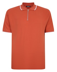 Bigdude Poloshirt mit Reißverschluss Orange