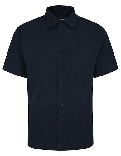 Bigdude Pique Fabric Short Sleeve Shirt Navy