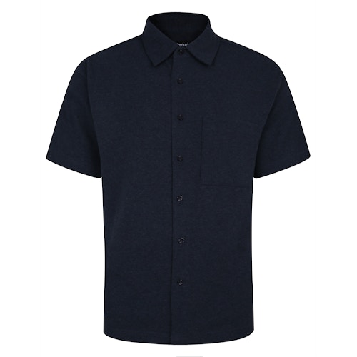 Bigdude Pique Fabric Short Sleeve Shirt Navy