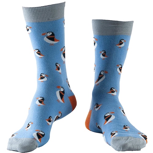Doris & Dude Papageientaucher Motiv Socken Blau