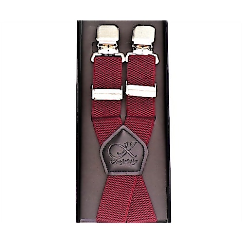Extra lange und starke, breite Clip-Hosenträger von Knightsbridge, Rot