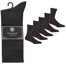 Pierre Roche 5 Pack Ribbed Socks Black