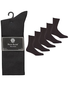 Pierre Roche 5 Pack Ribbed Socks Black