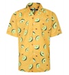 Kurzärmliges Hemd mit entspanntem Kragen und AvocadoPrint, Senfgelb, Tall