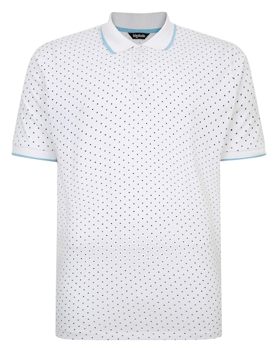 Bigdude – Poloshirt mit Punktemuster, Weiß
