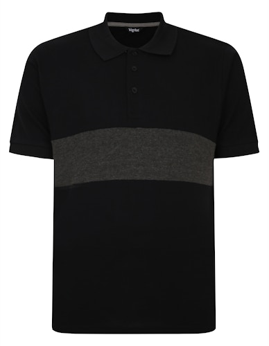Bigdude Pure Cotton Colour Block Polo Shirt Black/Charcoal