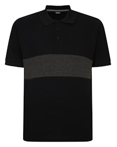 Bigdude Pure Cotton Colour Block Polo Shirt Black/Charcoal