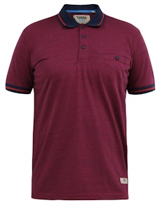 D555 Wigborough Jersey-Poloshirt mit feinen Streifen und Brusttasche Rot/Navy