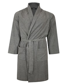 Bigdude Soft Flannel Dressing Gown Charcoal