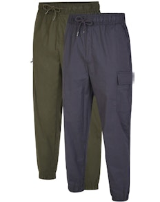 Bigdude Elasticated Waist Active Cargo Trousers Khaki/Charcoal Twin Pack