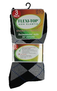 Flex-Top nicht elastische Diabetikersocken Argyle
