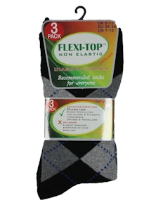 Flex-Top Non Elastic Diabetic Socks Argyle 