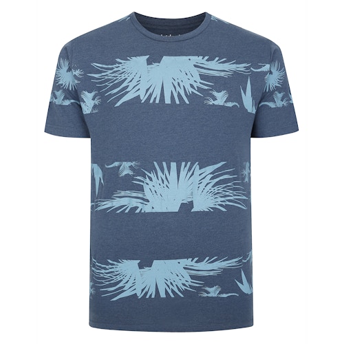 Bigdude – T-Shirt mit Palmen-Print, Denim