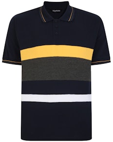 Bigdude Tipped Colour Block Polo Shirt Navy Tall