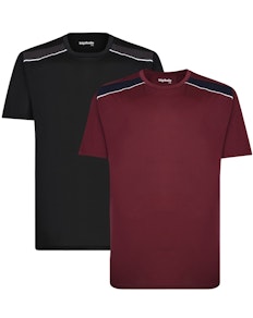 Bigdude Contrast Panel Performance T-Shirt Black/Burgundy Twin Pack