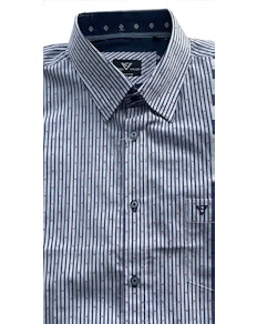 Cotton Valley Striped Short Sleeve Shirt Navy/White