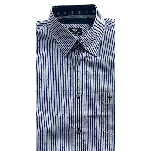 Cotton Valley Striped Short Sleeve Shirt Navy/White