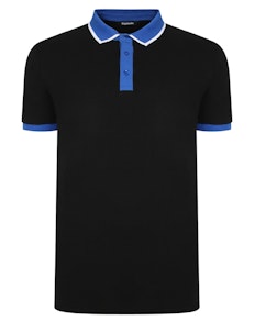 Bigdude Contrast Tipped Collar Polo Shirt Black/Royal Blue