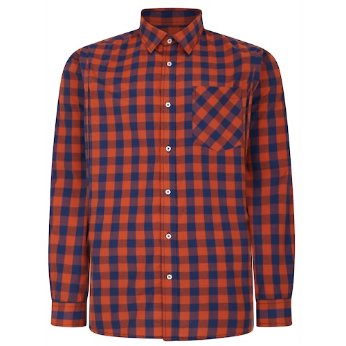 Bigdude Gingham Long Sleeve Shirt Orange