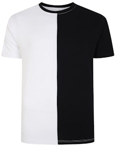 Bigdude Block gespleißtes T-Shirt Schwarz/Weiß