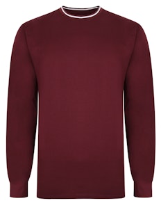 Bigdude Long Sleeve T-Shirt With Tipping Burgundy