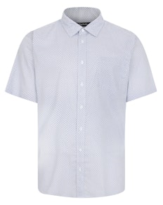 Bigdude Short Patterned Sleeve Shirt White