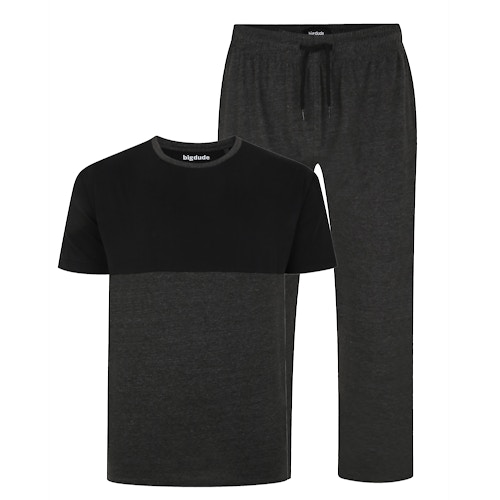 Bigdude Cut & Sew Pyjama Set Charcoal/Black