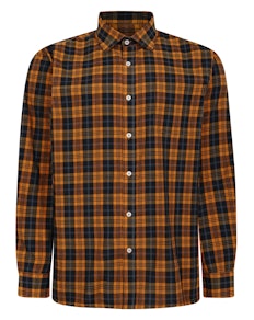 Bigdude Checked Poplin Long Sleeve Shirt Orange/Black