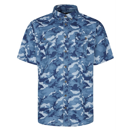 Bigdude Camo Short Sleeve Shirt Navy