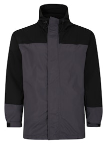 Bigdude Contrast Panel Showerproof Hooded Jacket Black/Charcoal
