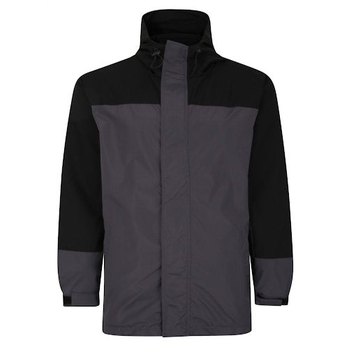 Bigdude Contrast Panel Showerproof Hooded Jacket Black/Charcoal