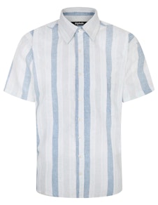 Bigdude Lightweight Striped Short Sleeve Shirt White/Blue