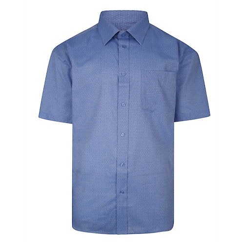 Cotton Valley Short Sleeve Patterned Shirt Light Blue