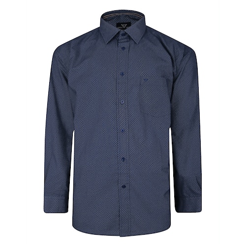Cotton Valley Long Sleeve Patterned Shirt Navy