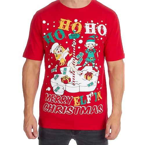 Ho Ho Ho Christmas Print T-Shirt Red