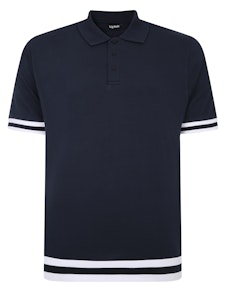 Bigdude Poloshirt mit Kontraststreifen, Marineblau, groß