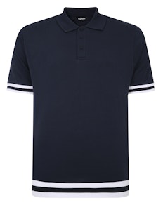 Bigdude Poloshirt mit Kontraststreifen, Marineblau, groß